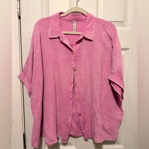 Women’s Zenana Pink Button-Up Shirt